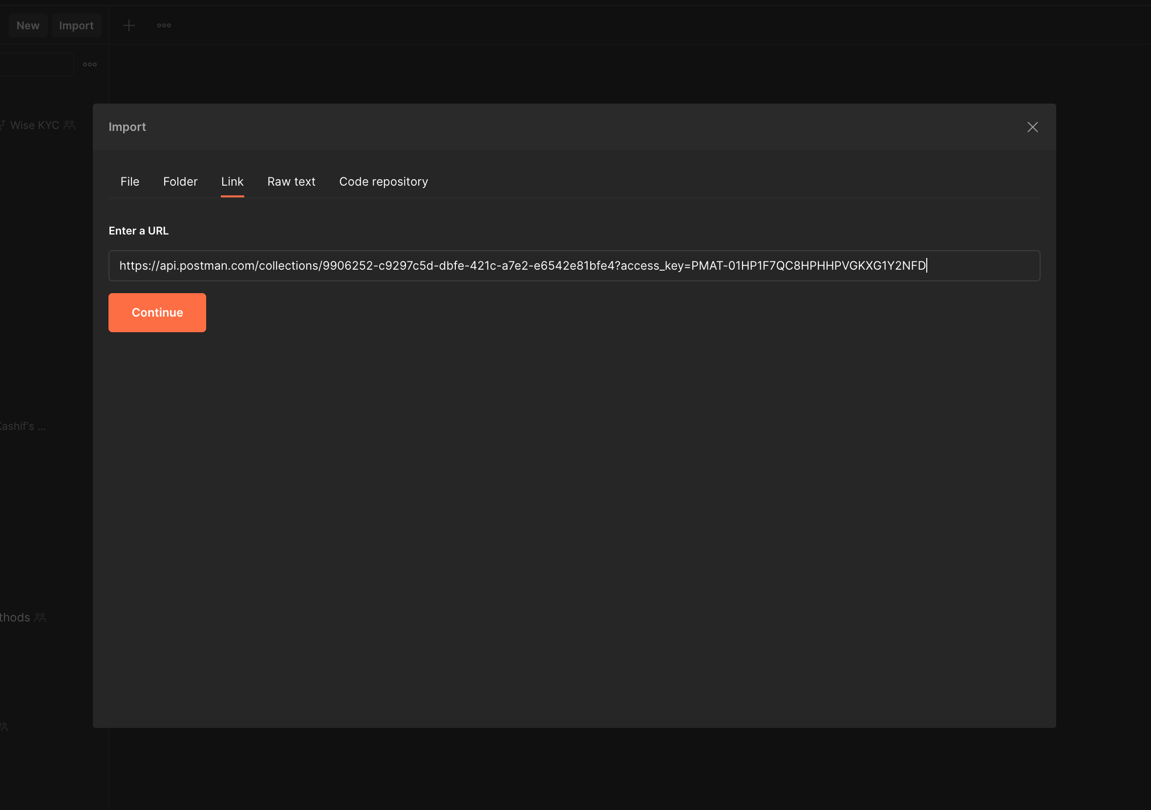 Import postman collection